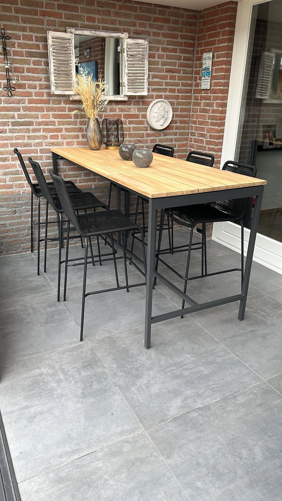 Taste 4SO Tuinbarset | Bartafel 200x85 cm + 6 barkrukken, Ophalen, Eettafel, 6 zitplaatsen, Teakhout