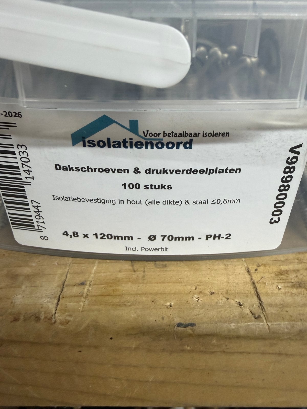 Dakschroeven & drukverdeelplaten 4,8x120mm (100 stuks), Ophalen, Nieuw, 100 tot 250 mm, Schroeven