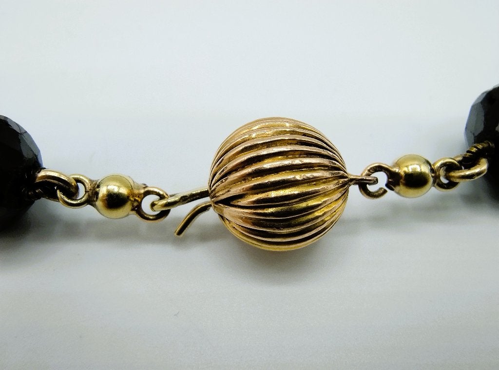 Granaten ketting met gouden bolslot, 43 cm, Verzenden, Goud, Ketting