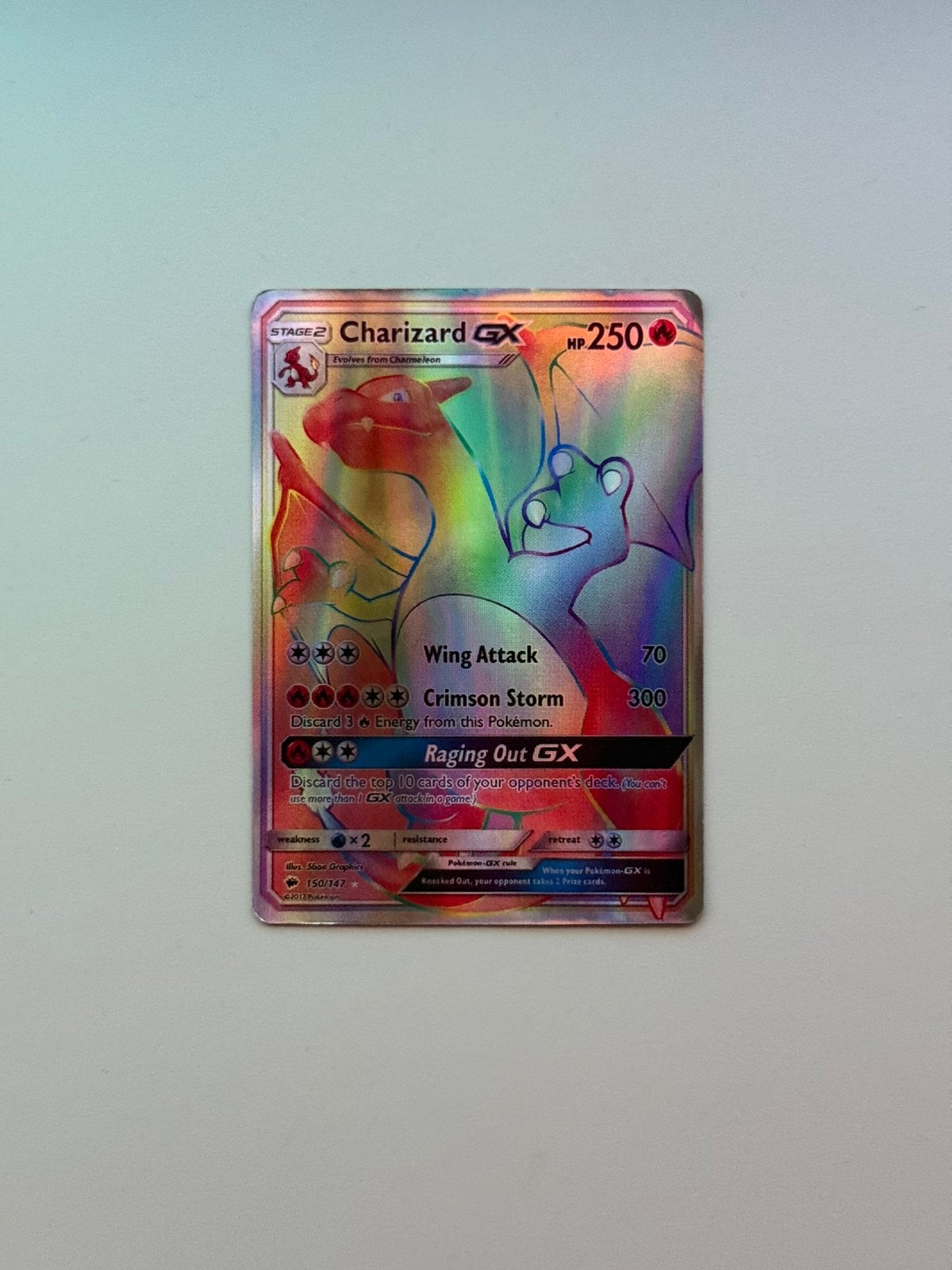 Charizard GX Rainbow Rare 150/147 – Bijna Nieuwstaat, Ophalen of Verzenden, Zo goed als nieuw, Losse kaart, Foil