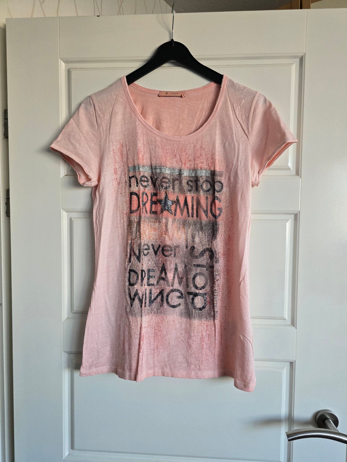 Te koop nieuw zalmkleurige dames t-shirt merk Monari maat 38, Maat 38/40 (M), Monari, Nieuw, Oranje
