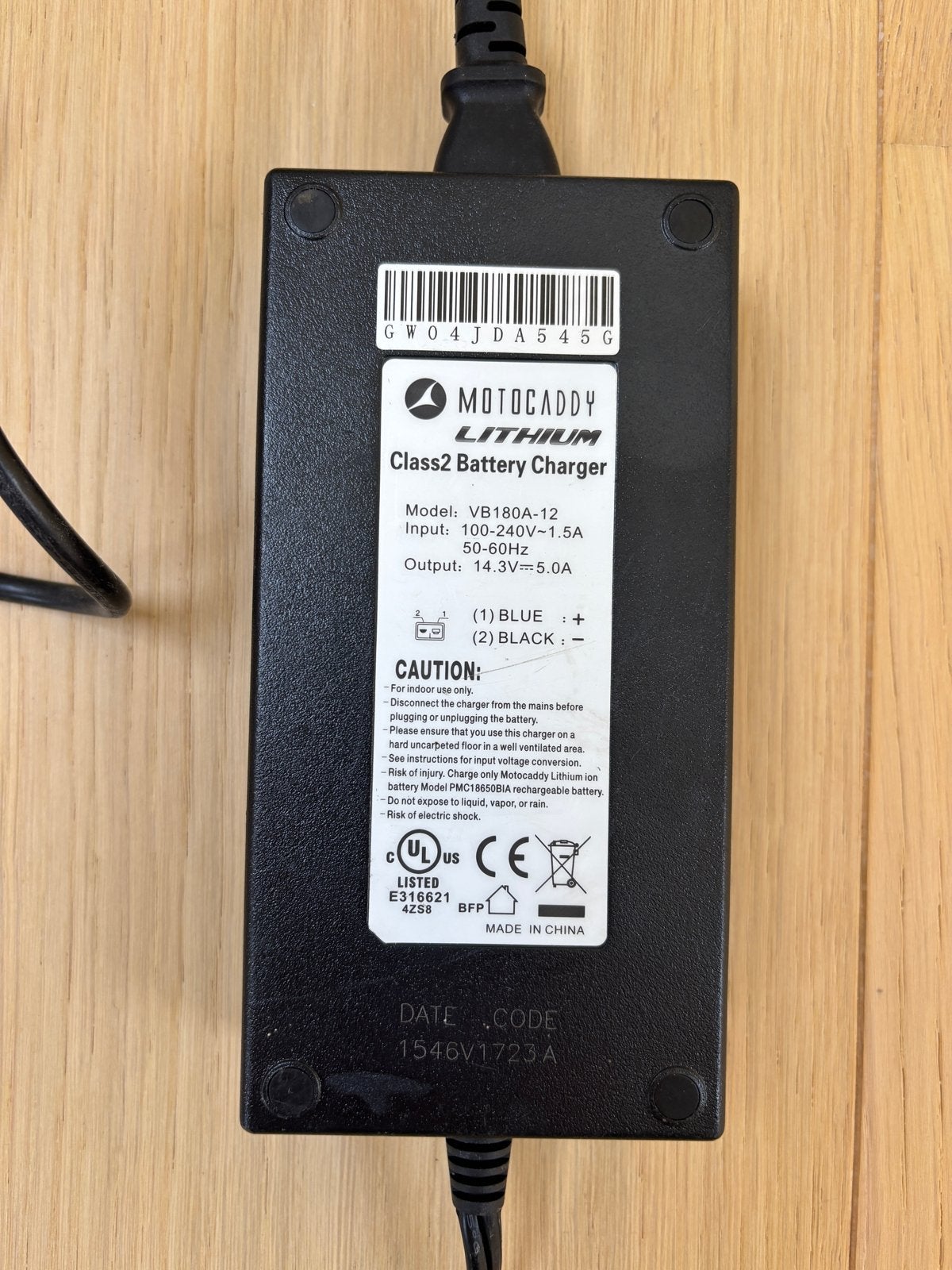 Motocaddy LitePower VB180A-12 Oplader 14,3V 5.0A Zwart, Ophalen, Gebruikt