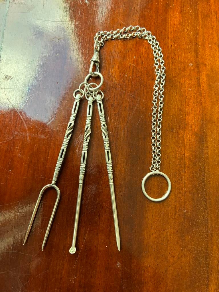 Opium zilveren chatelaine, Chinees rond 1900, Antiek en Kunst, Verzenden