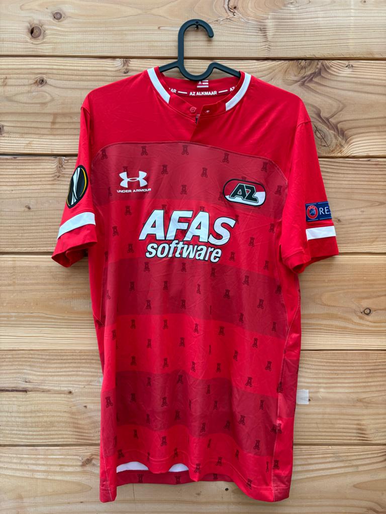 Matchworn Zakaria Aboukhlal AZ Alkmaar shirt Europees, Maat L, Ophalen of Verzenden, Zo goed als nieuw, Shirt
