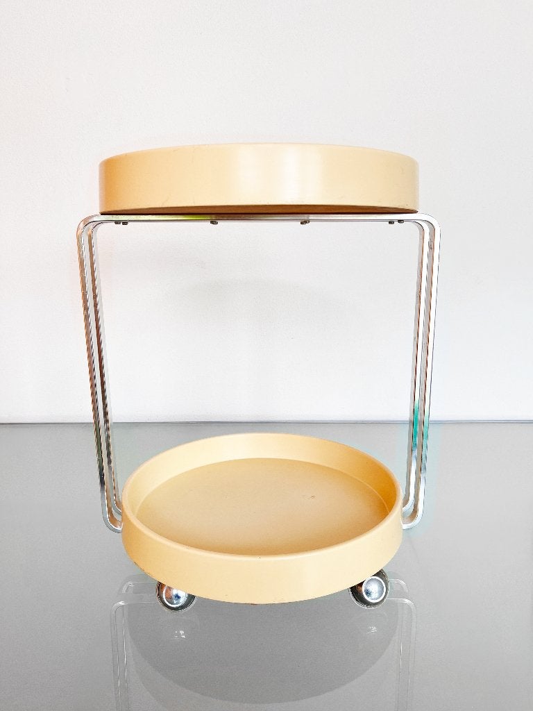 Vintage 70s space age serveerwagen, Gebruikt, Rond, Ophalen, 45 tot 60 cm