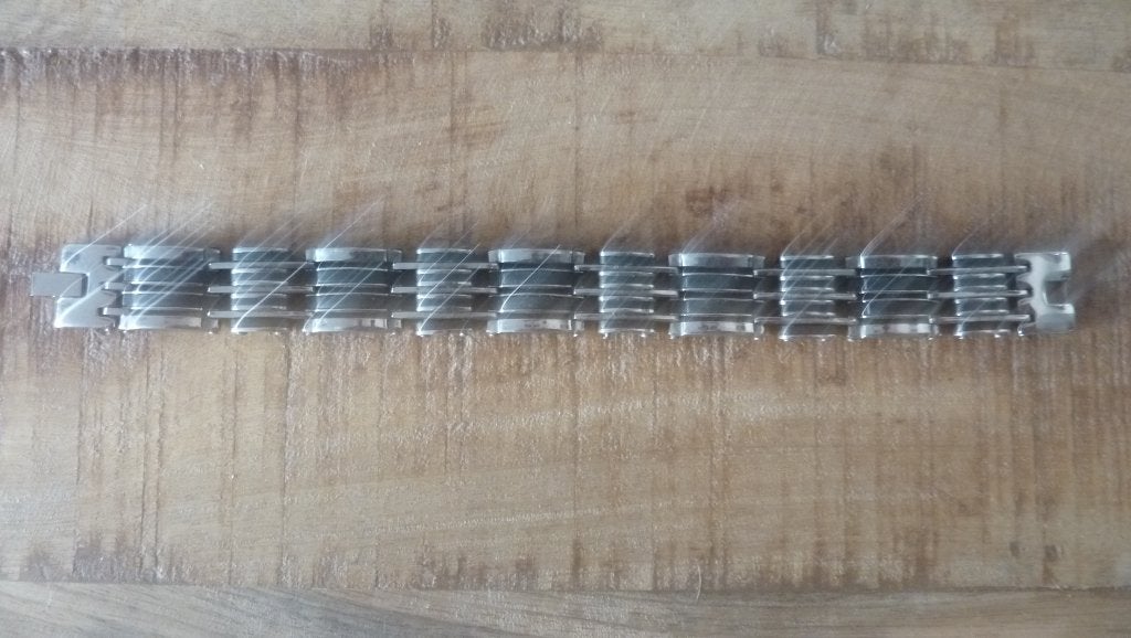 Stoere RVS herenarmband, Sieraden, Tassen en Uiterlijk, Armbanden, Ophalen of Verzenden, Zo goed als nieuw, Zilver, Staal