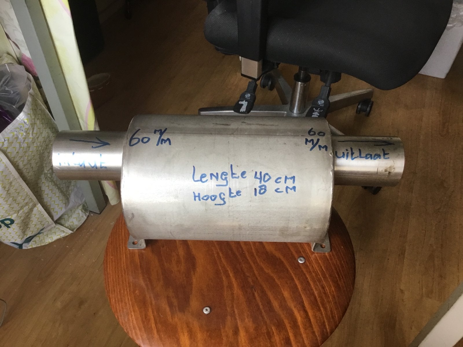 RVS Waterstof Uitlaat voor Boot - 40x18cm, 60mm slang, Ophalen of Verzenden, Nieuw, Motor en Techniek