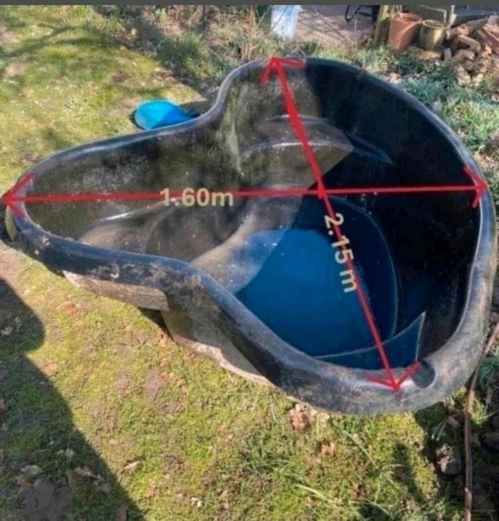 Schitterende voorgevormde sterke polyester vijver 2.15x1.60m, Ophalen of Verzenden, Zo goed als nieuw