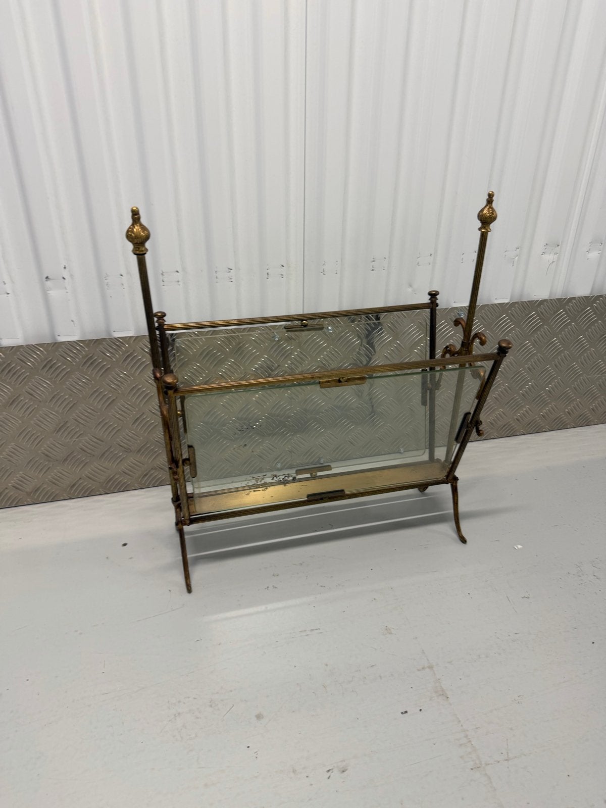 Vintage messing en glazen lectuurbak, Huis en Inrichting, Ophalen, Gebruikt, Metaal, Lectuurbak