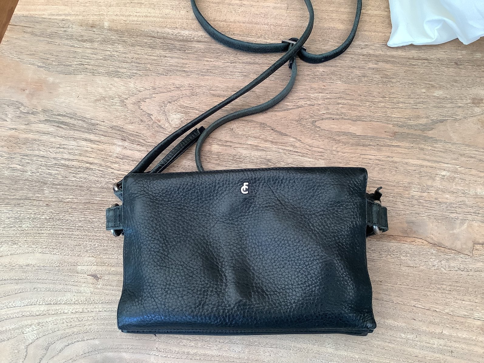 Zwarte, leren schoudertas van Fabienne Chapot, Sieraden, Tassen en Uiterlijk, Tassen | Damestassen, Ophalen of Verzenden, Gebruikt