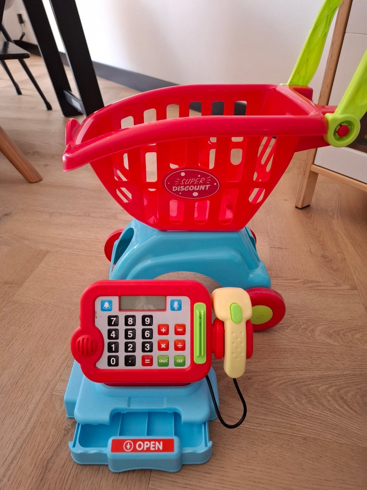 Winkelkarretje en kassa, Ophalen, Gebruikt, Kunststof, Speelkeuken-accessoire