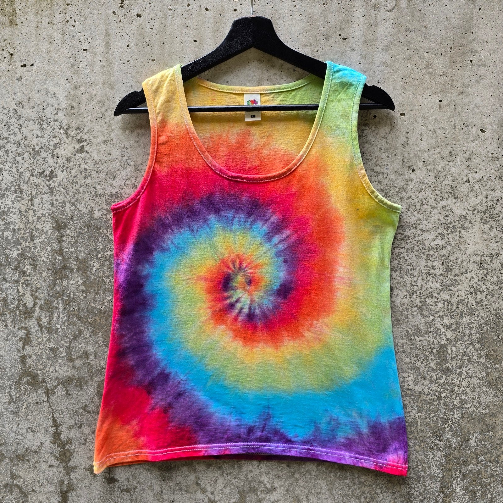 Hand geverfd regenboog spiral tie dye dames tanktop maat L, Overige kleuren, Maat 42/44 (L), Nieuw, Ophalen of Verzenden