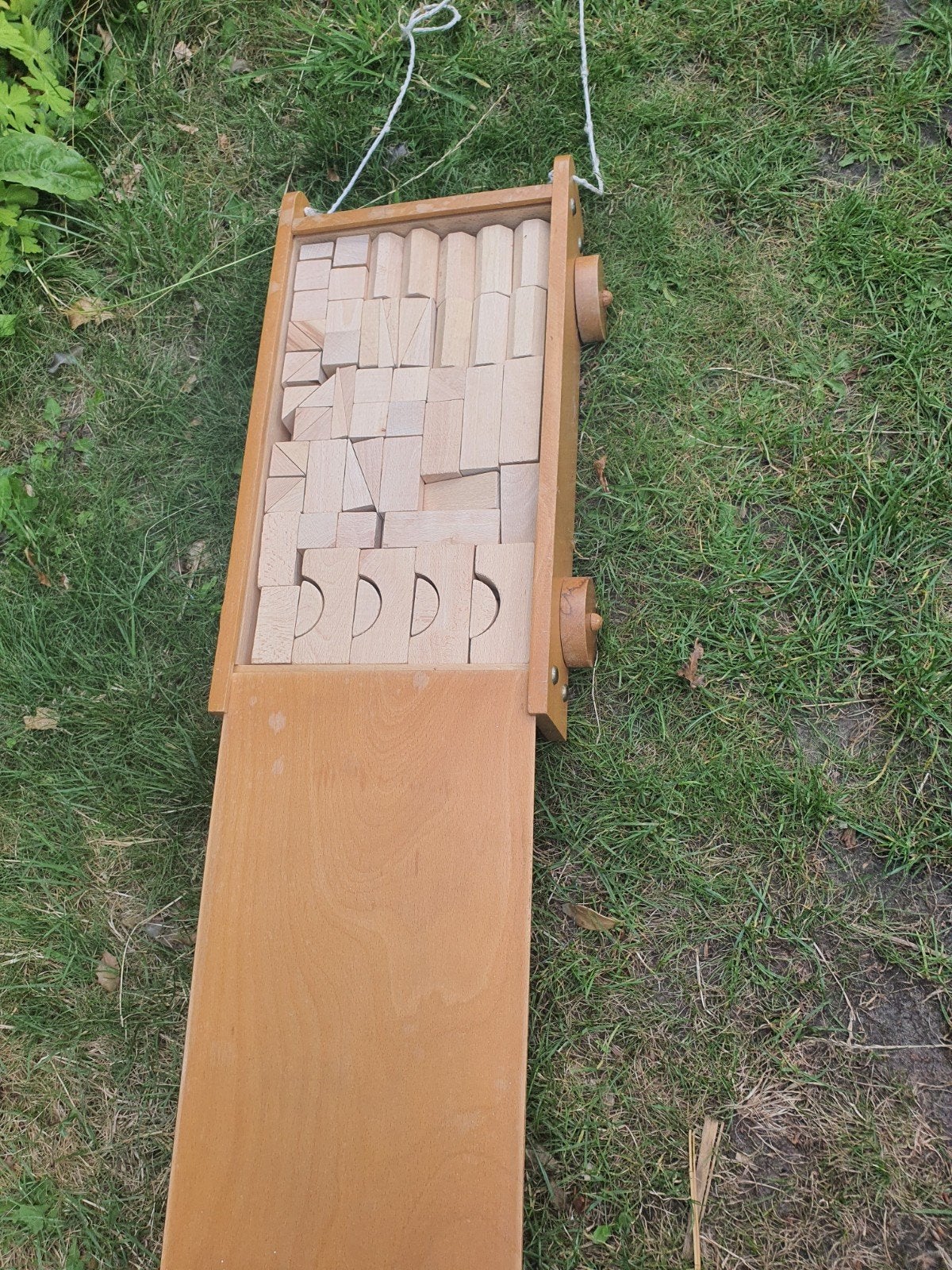 Houten blokkenkar met diverse bouwblokken, Kinderen en Baby's, Speelgoed | Houten speelgoed, Ophalen