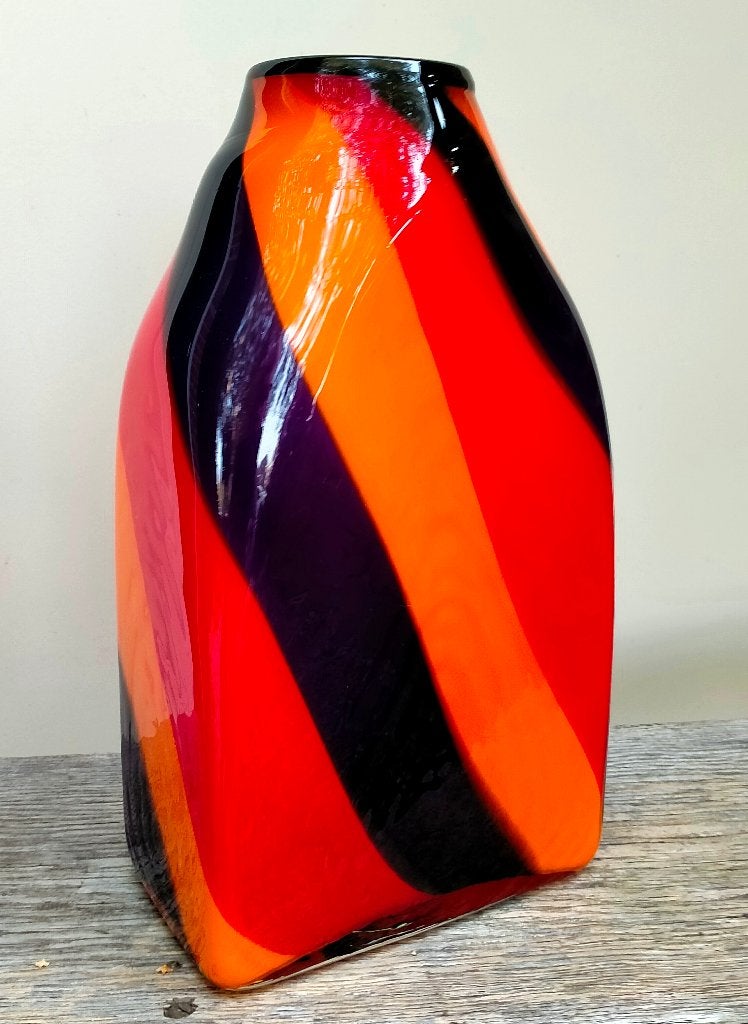 Vintage Italiaanse Vaas – Empoli (Carlo Moretti Stijl) 27CM, Huis en Inrichting, Ophalen of Verzenden, Handgemaakt, Meerkleurig