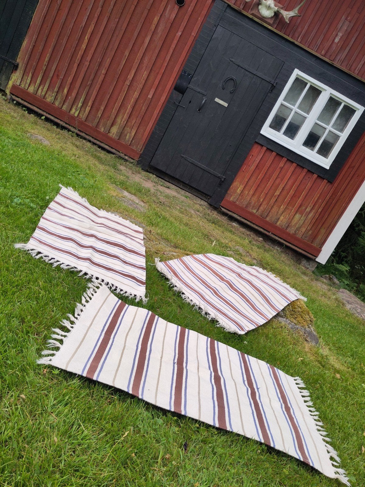 Zweedse vloerkleedjes, 3 stuks, Huis en Inrichting, Stoffering | Tapijten en Kleden, Bruin, Gebruikt, 50 tot 100 cm, Zweedse matta, vintage