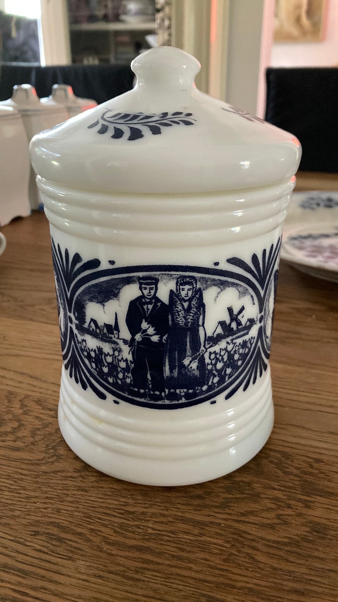 Antieke pot keuken blauwwit puntgaaf, Ophalen of Verzenden