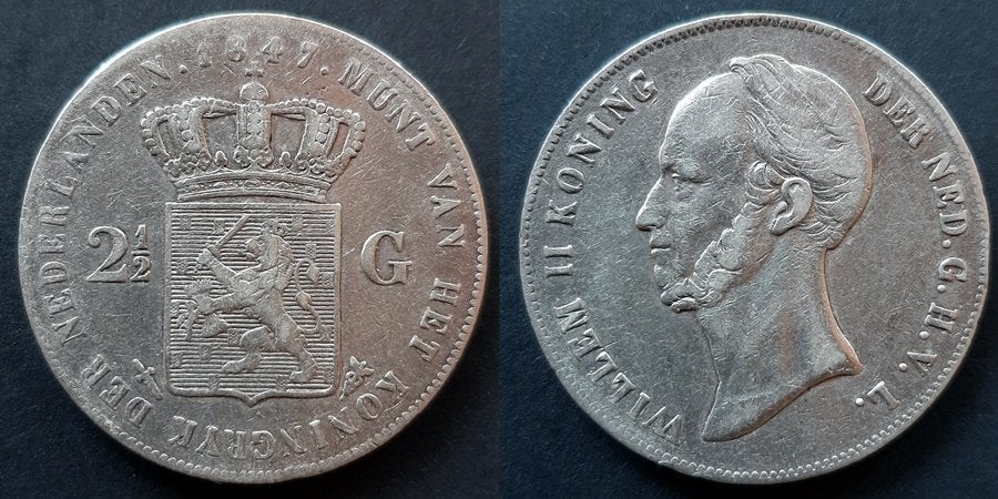 Rijksdaalder 1847, Postzegels en Munten, Munten | Nederland, Verzenden, Koning Willem II, 2½ gulden, Zilver