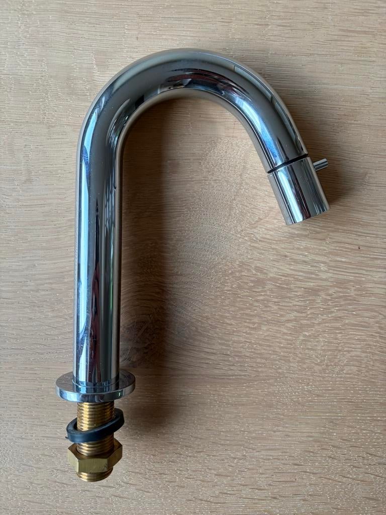 Chrome Gooseneck fonteinkraan wastafelkraan koudwaterkraan, Ophalen of Verzenden, Chroom, Kraan