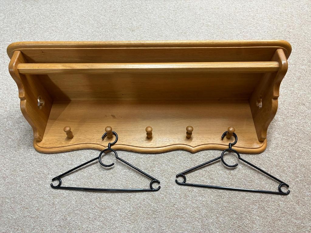 Blank Eiken Wandkapstok met Garderobestang en Hoedenplank, Huis en Inrichting, Gebruikt, Minder dan 100 cm, Hout, Ophalen