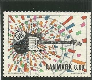 Denemarken 1745 - Rockmuziek Colter gitaar postzegel, Postzegels en Munten, Ophalen of Verzenden, Denemarken, Gestempeld