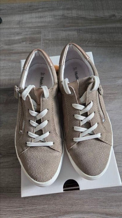 Taupe Hush Puppies lage schoenen, maat 37, Beige, Ophalen of Verzenden, Hush Puppies, Sneakers of Gympen