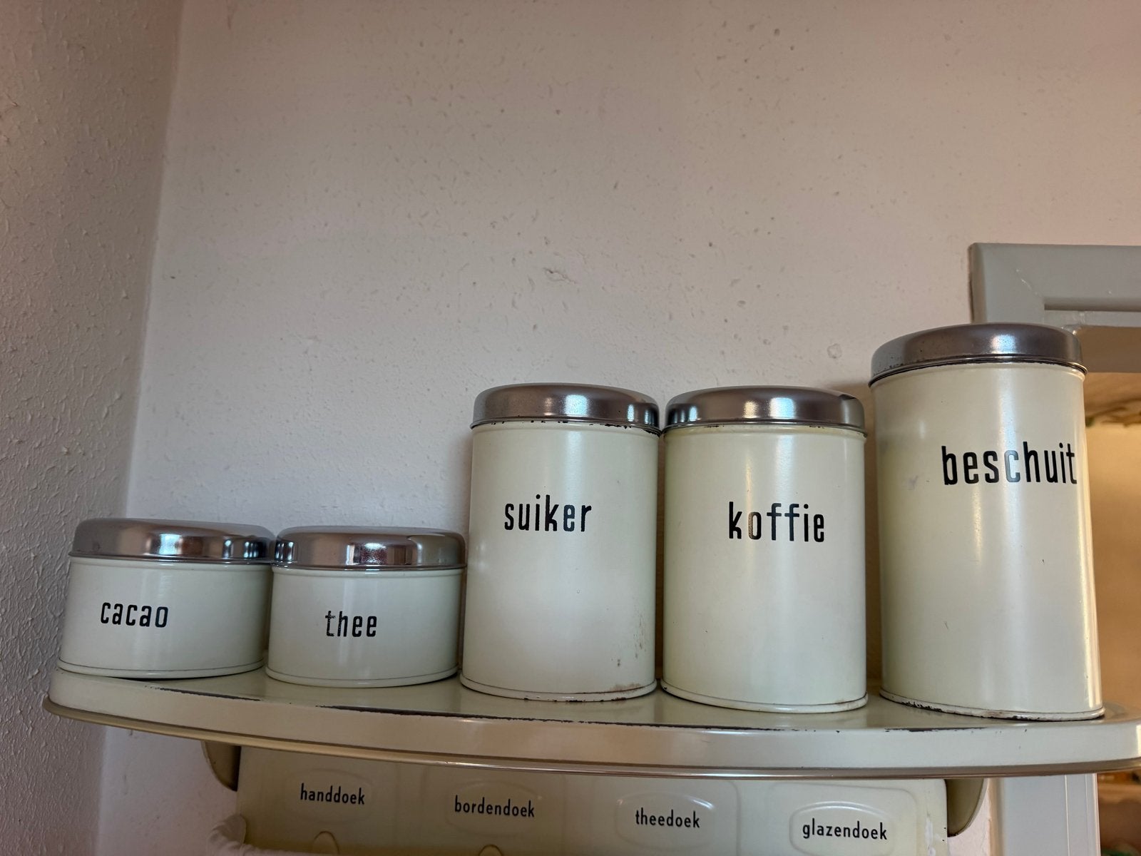 Vintage Koffie, Thee, Suiker, Cacao, Beschuit Set, Ophalen