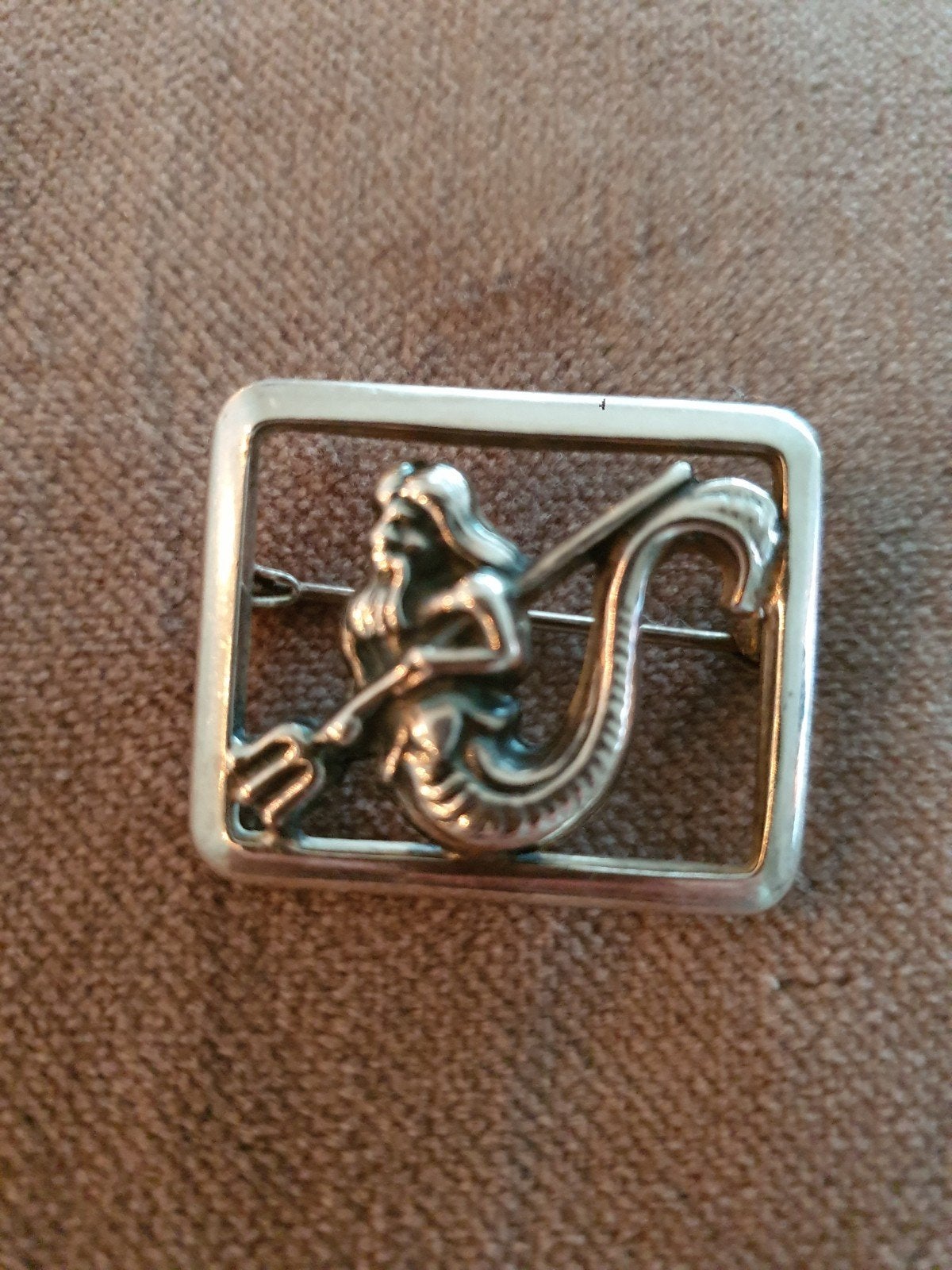 Zilveren broche Neptunes, Ophalen of Verzenden, Zilver, Broche
