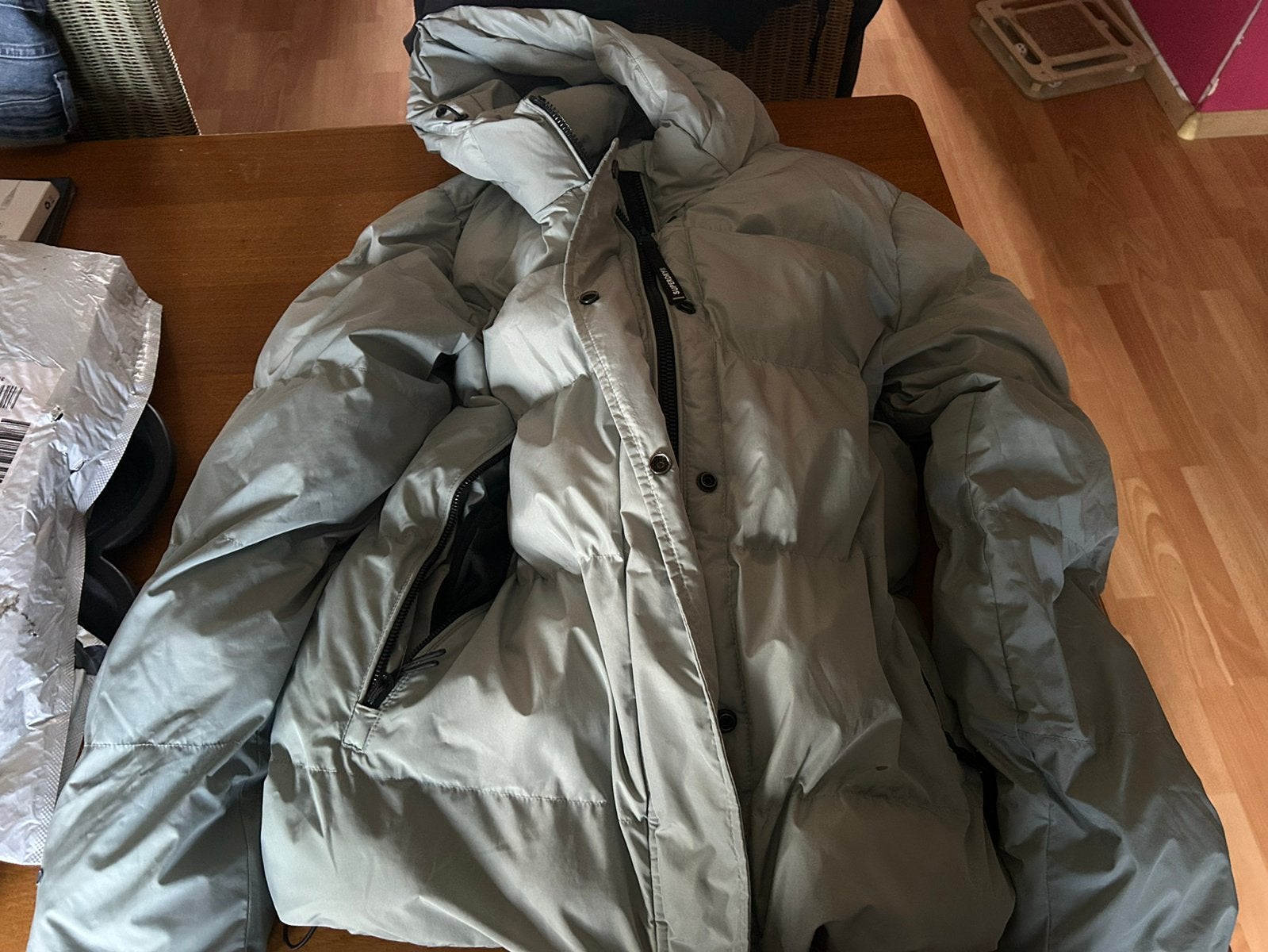 Superdry winterjas, Ophalen of Verzenden, Zo goed als nieuw, Maat 38/40 (M), Grijs