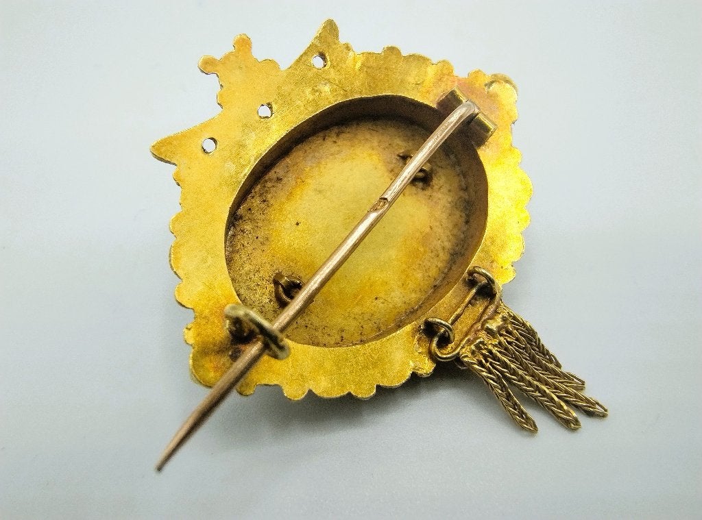 Gouden broche met gitten, klederdracht, 19e eeuws, Sieraden, Tassen en Uiterlijk, Antieke sieraden, Verzenden, Goud, Broche