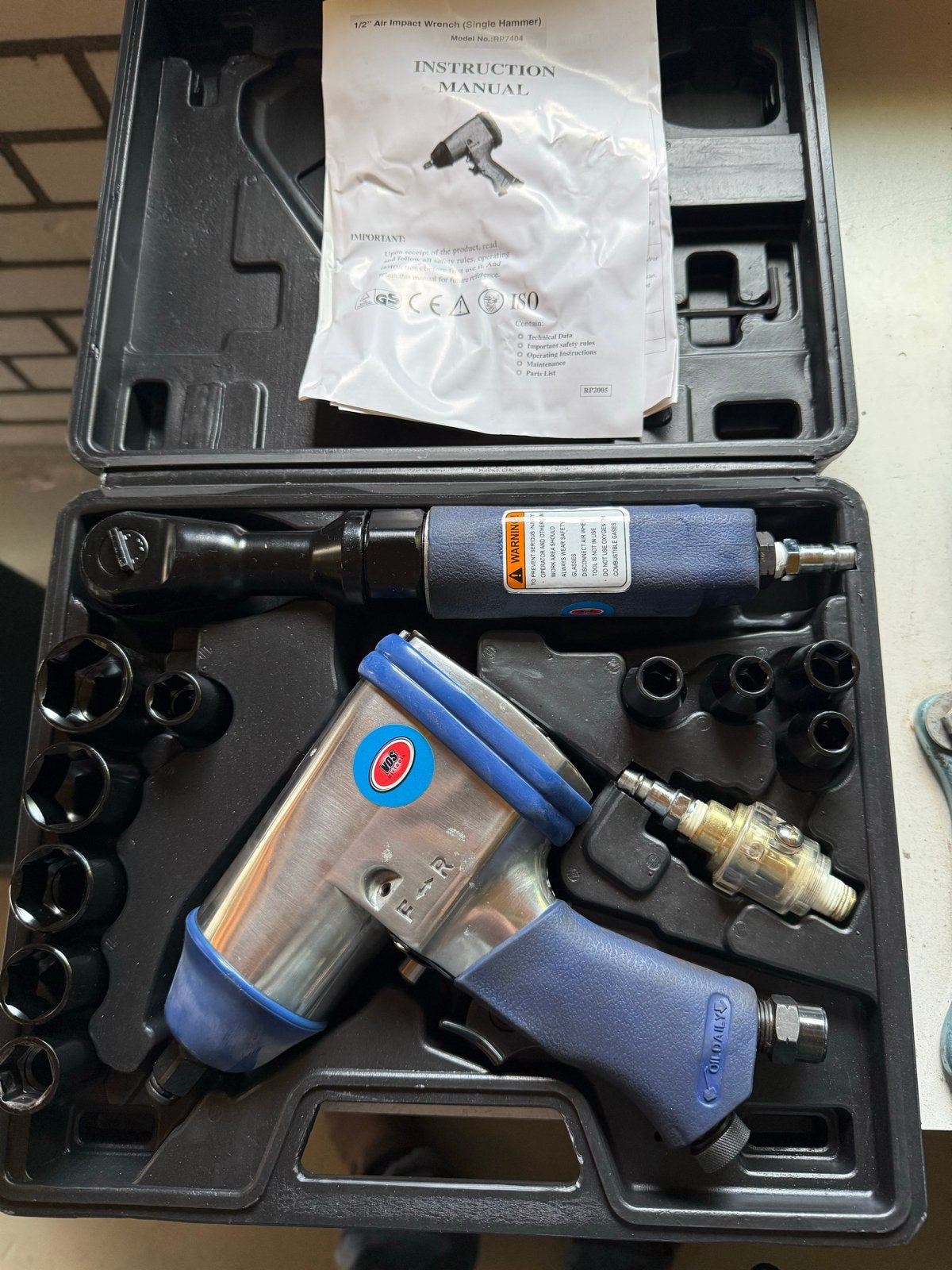 1/2" Air Impact Wrench (Single Hammer) met accessoires, Ophalen, Zo goed als nieuw, Gereedschapsset, Overige merken