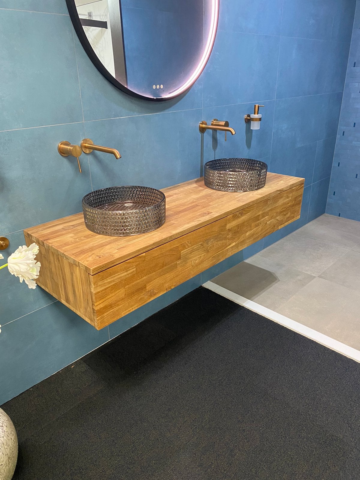 Teak houten wastafelmeubel 150cm van Teak & living, Ophalen, 150 tot 200 cm, Zo goed als nieuw, Minder dan 100 cm