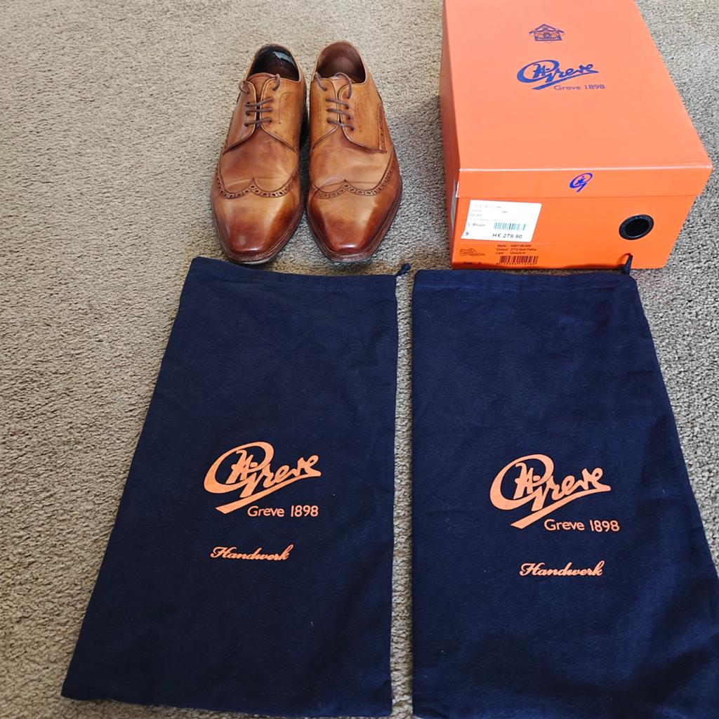 Greve herenschoen, type brogues. Maat 9, Kleding | Heren, Schoenen, Ophalen of Verzenden, Zo goed als nieuw, Bruin