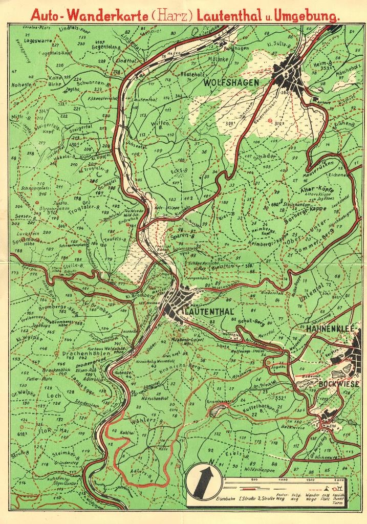 Grs – 11  Duitsland  -  oude wandelkaart Harz, Boeken, Europa, Gelezen, Overige merken, Fiets- of Wandelgids