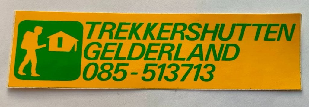 Sticker Trekkershutten Gelderland, Ophalen of Verzenden, Zo goed als nieuw, Bedrijf of Vereniging