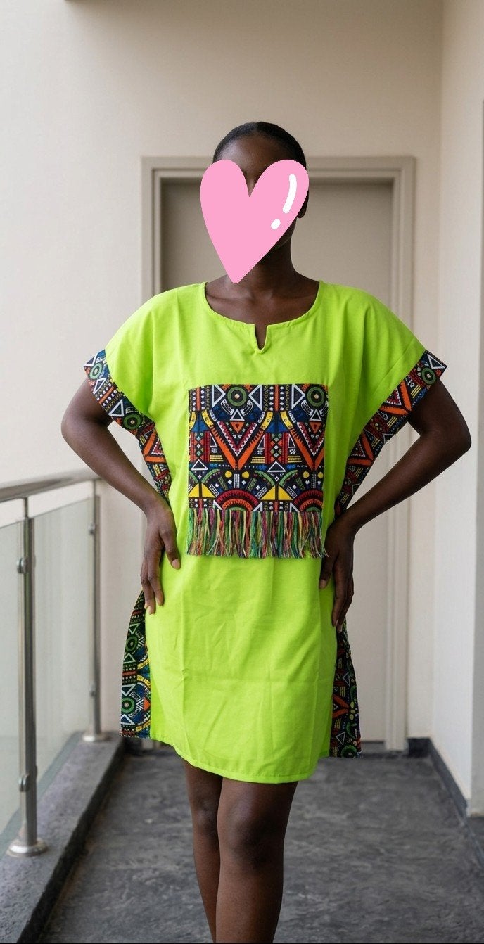 Afrikaanse print jurk, Kleding | Dames, Jurken, Maat 46/48 (XL) of groter, Ophalen of Verzenden, Gedragen, Onder de knie