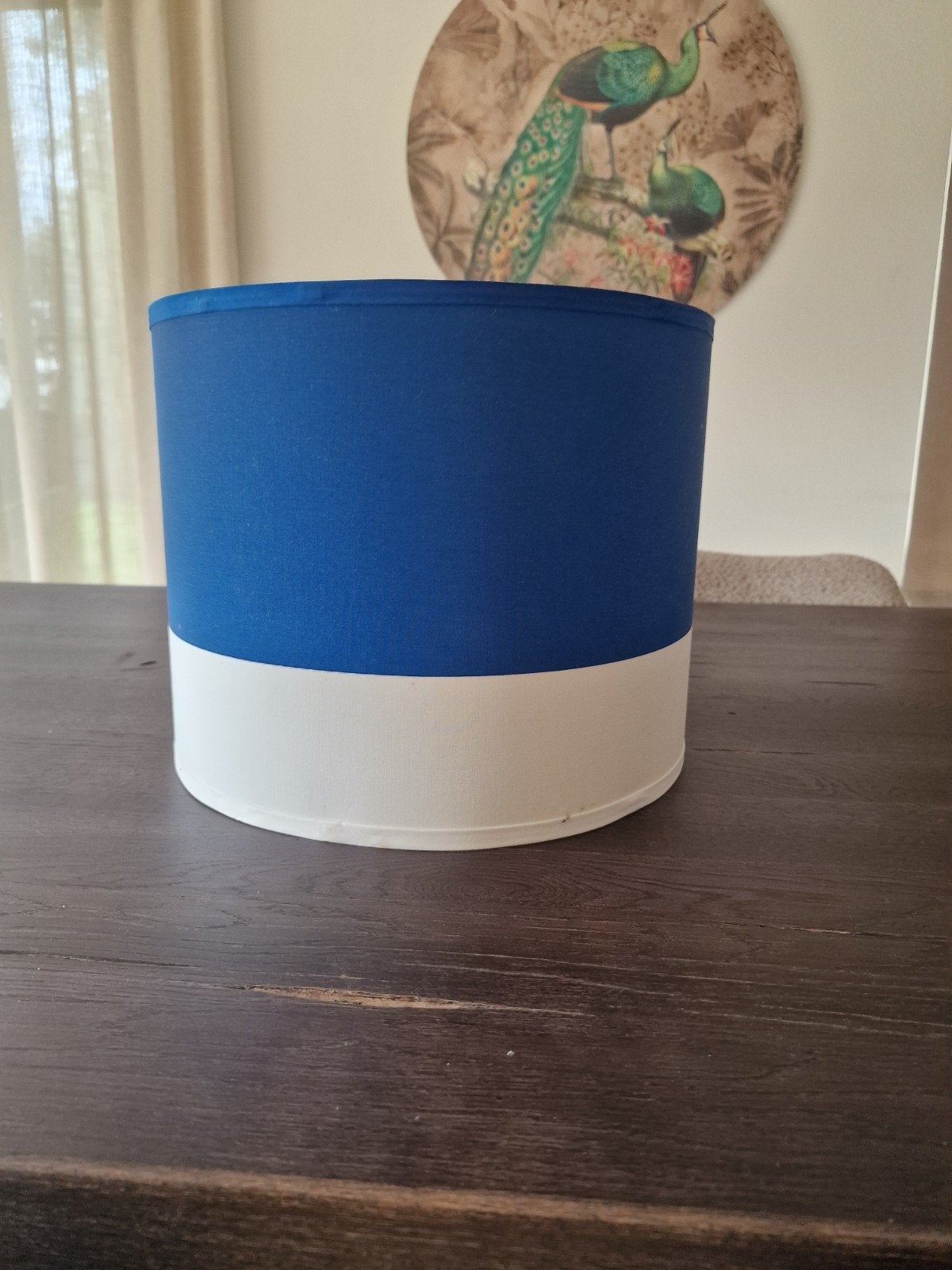 Stijlvolle tweekleurige lampenkap – Blauw / Wit, Hanglamp, Blauw, 40 cm, Rond
