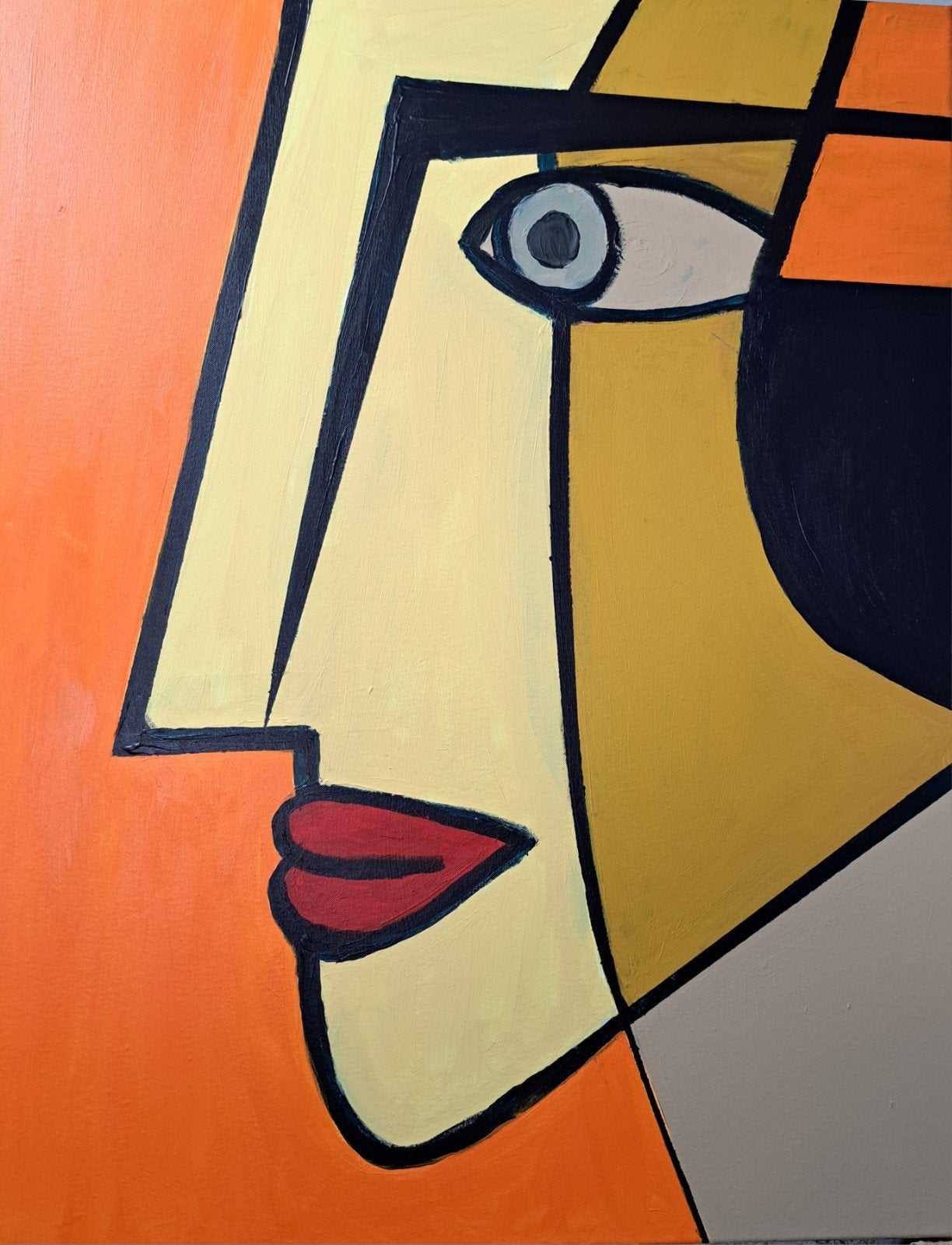 Abstract Portret Schilderij - Moderne Kunst, Ophalen