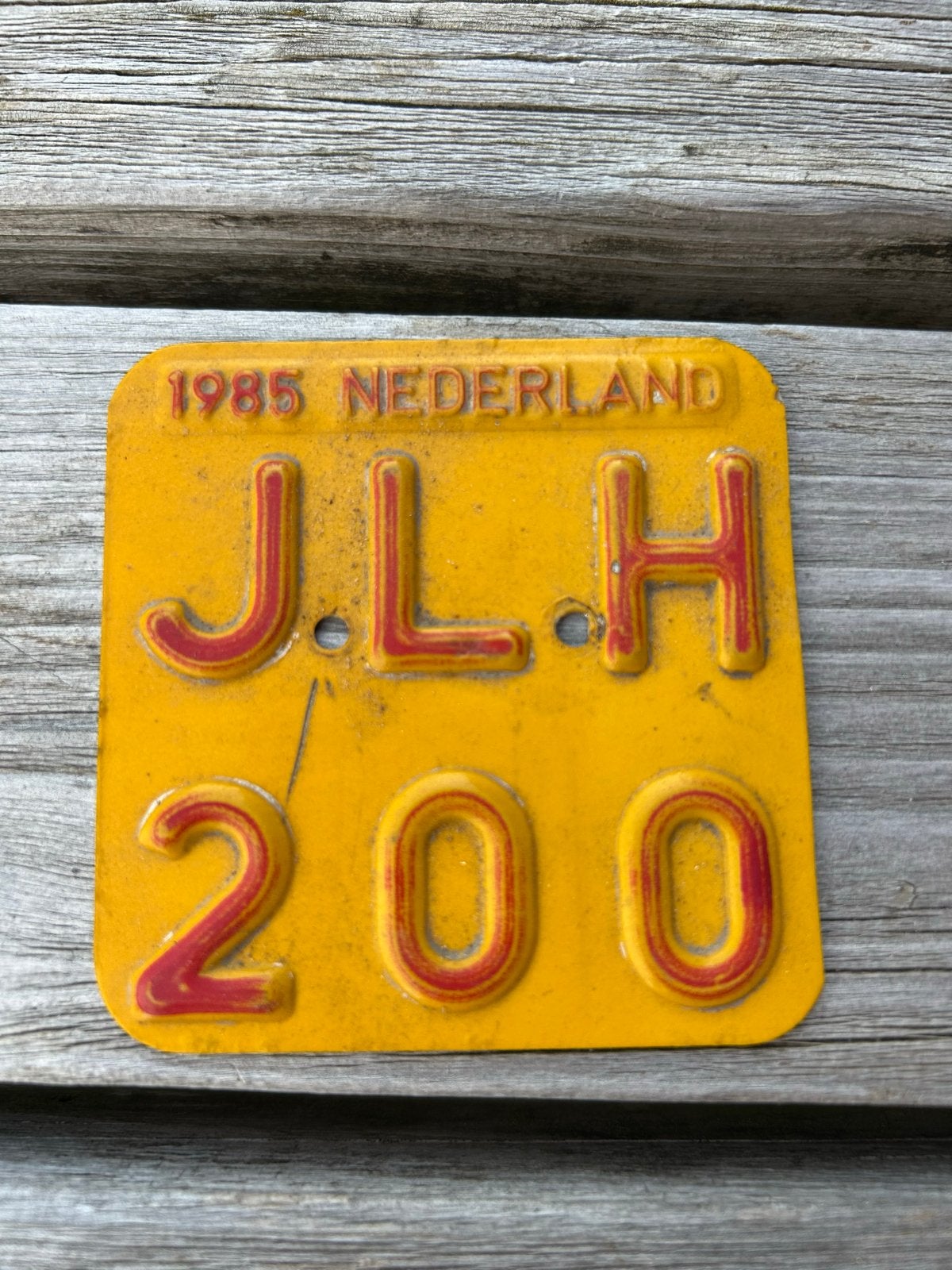 Bromfiets verzekeringsplaatje uit 1985 - JLH 200, Fietsen en Brommers, Brommers | Toebehoren, Gebruikt, Overige typen, Ophalen of Verzenden