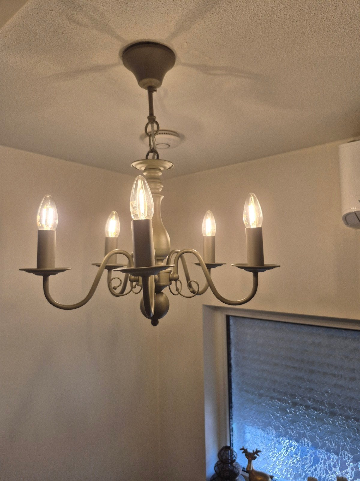 Hanglamp/kroonluchter; grijsbruin, Huis en Inrichting, Lampen | Kroonluchters, Ophalen, Zo goed als nieuw, Metaal