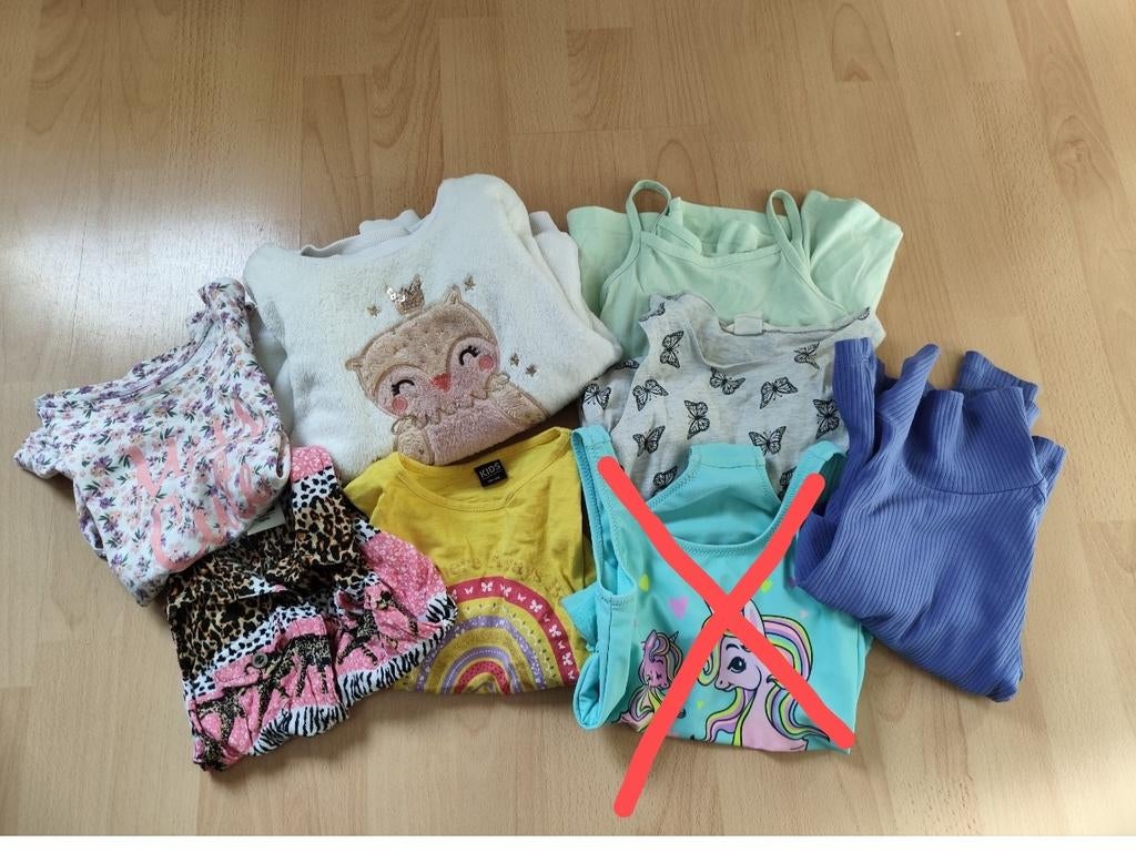 Kledingpakket maat 110/116 - diverse shirts en trui, Ophalen of Verzenden, Zo goed als nieuw, Meisje, Setje