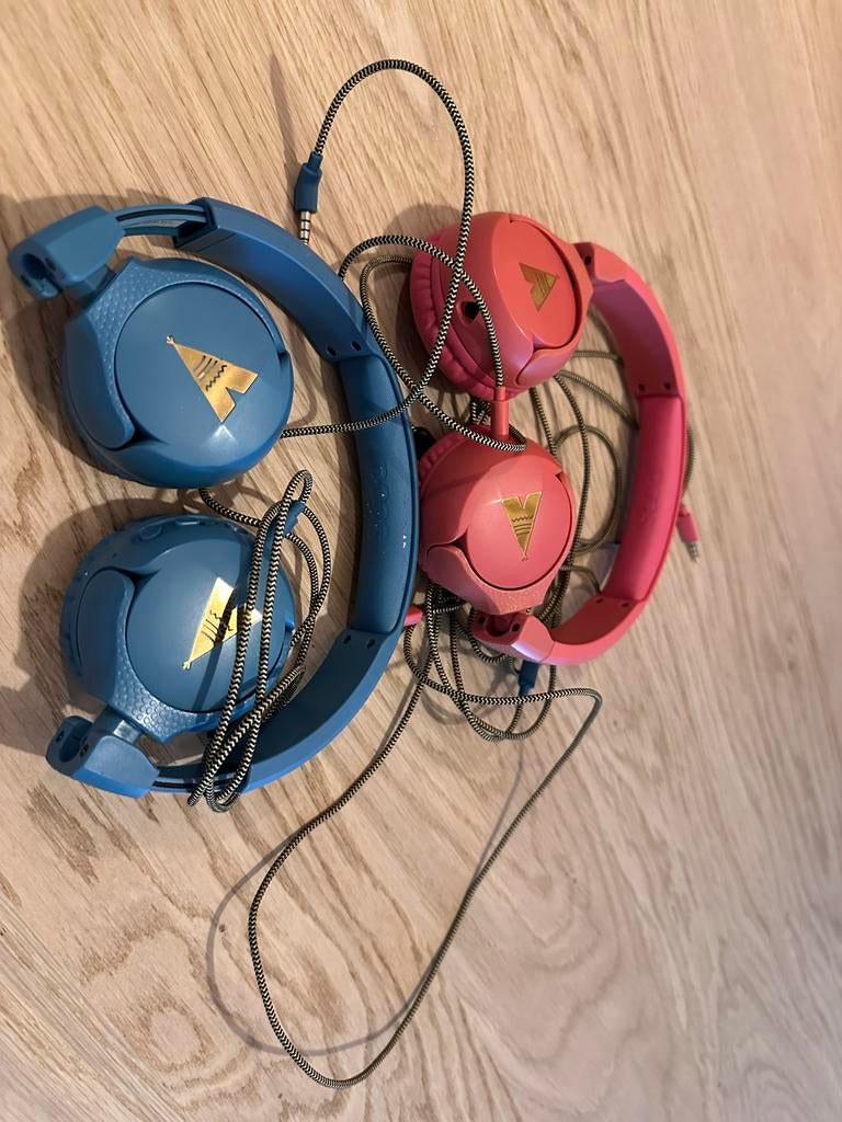 POGE Kleurrijke bedrade koptelefoons (blauw en roze), Ophalen, Gebruikt, Op oor (supra aural), Overige merken