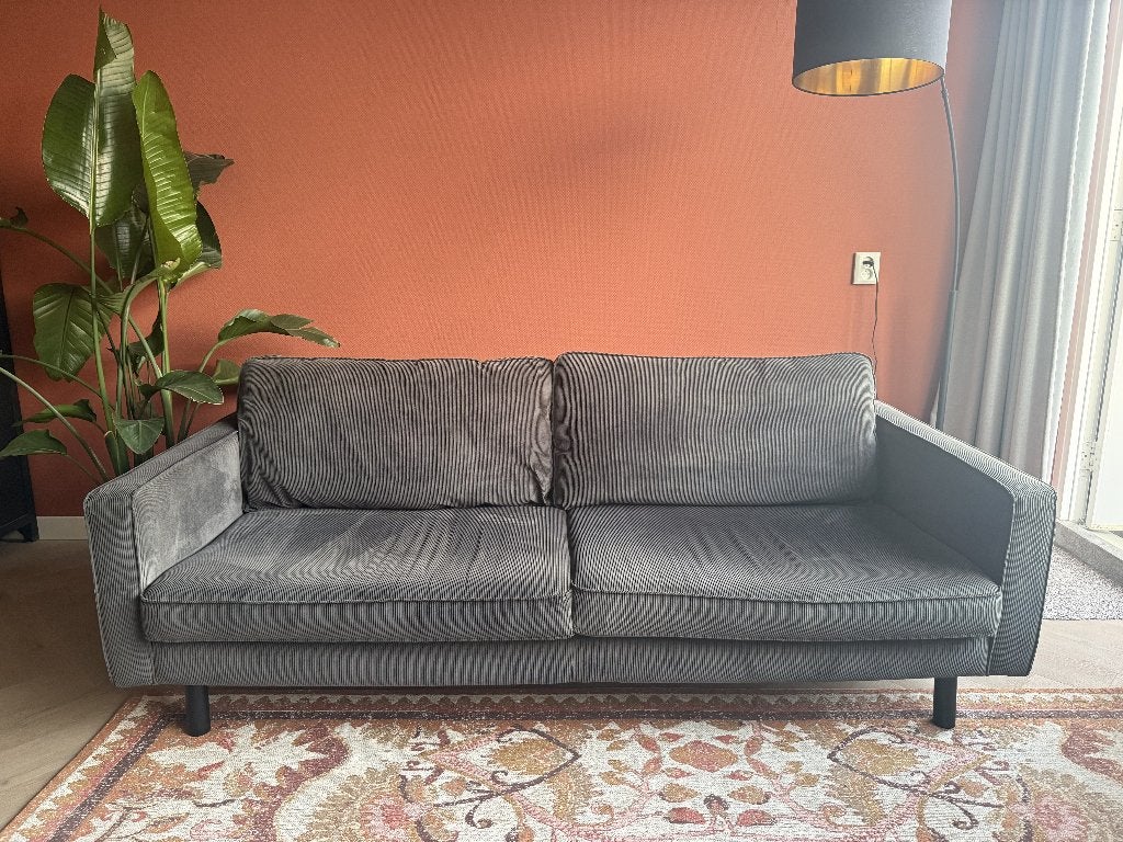 Grijze 3-zits bank ribstof | UMIX | Leen Bakker, Ophalen, Gebruikt, Driepersoons, 75 tot 100 cm