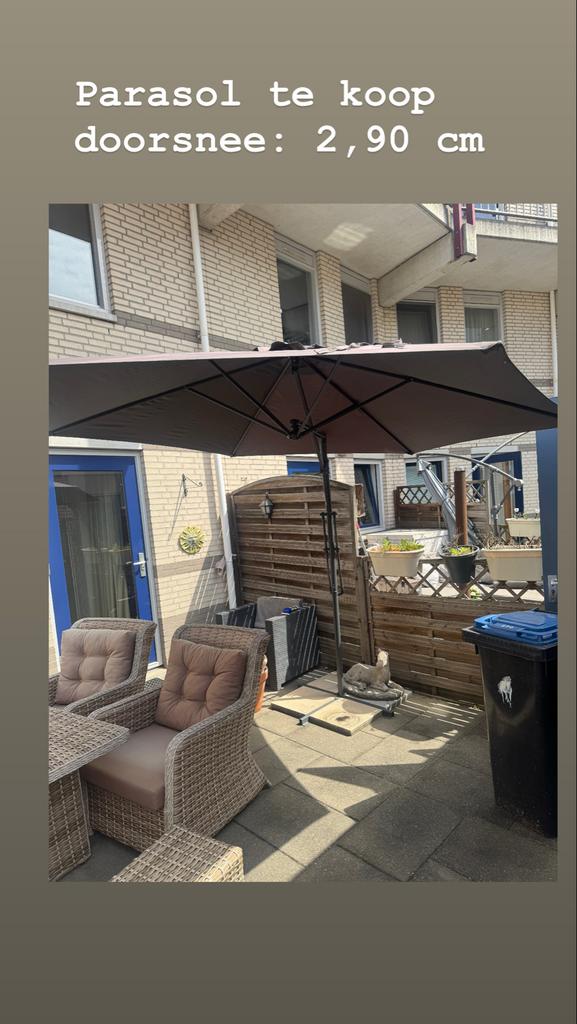 Parasol 290 cm doorsnede - Afhalen in Schiedam, Tuin en Terras, Overkappingen, Ophalen, Zo goed als nieuw