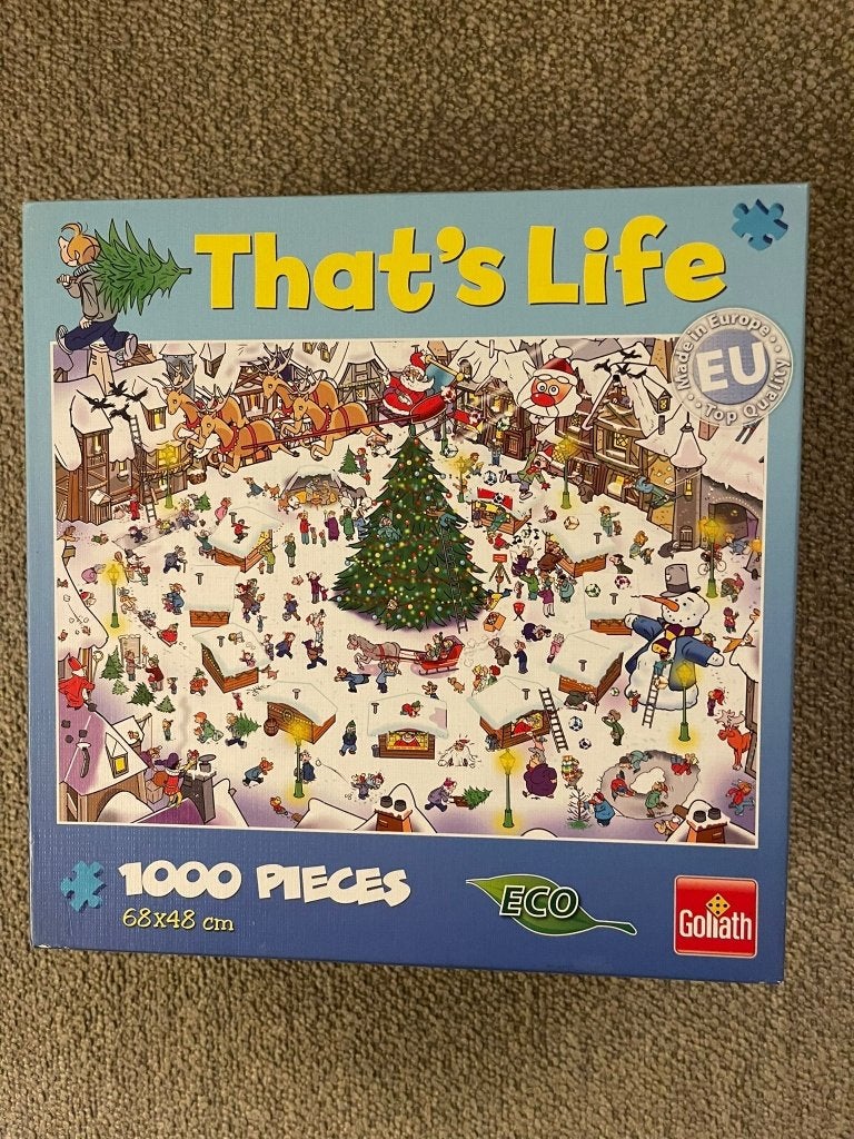 Puzzel kerst 1000 stukjes, Ophalen of Verzenden, 500 t/m 1500 stukjes, Gebruikt, Legpuzzel