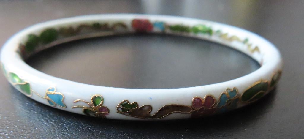 Handgemaakte Cloisonné armband, Sieraden, Tassen en Uiterlijk, Armbanden, Ophalen of Verzenden, Zo goed als nieuw, Wit, Overige materialen