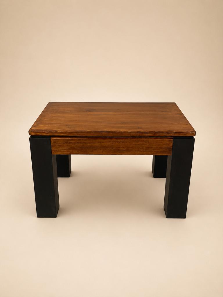 Handgemaakte Massief Eiken Salontafel met Zwarte Poten, Huis en Inrichting, Tafels | Salontafels, Minder dan 50 cm, 50 tot 100 cm