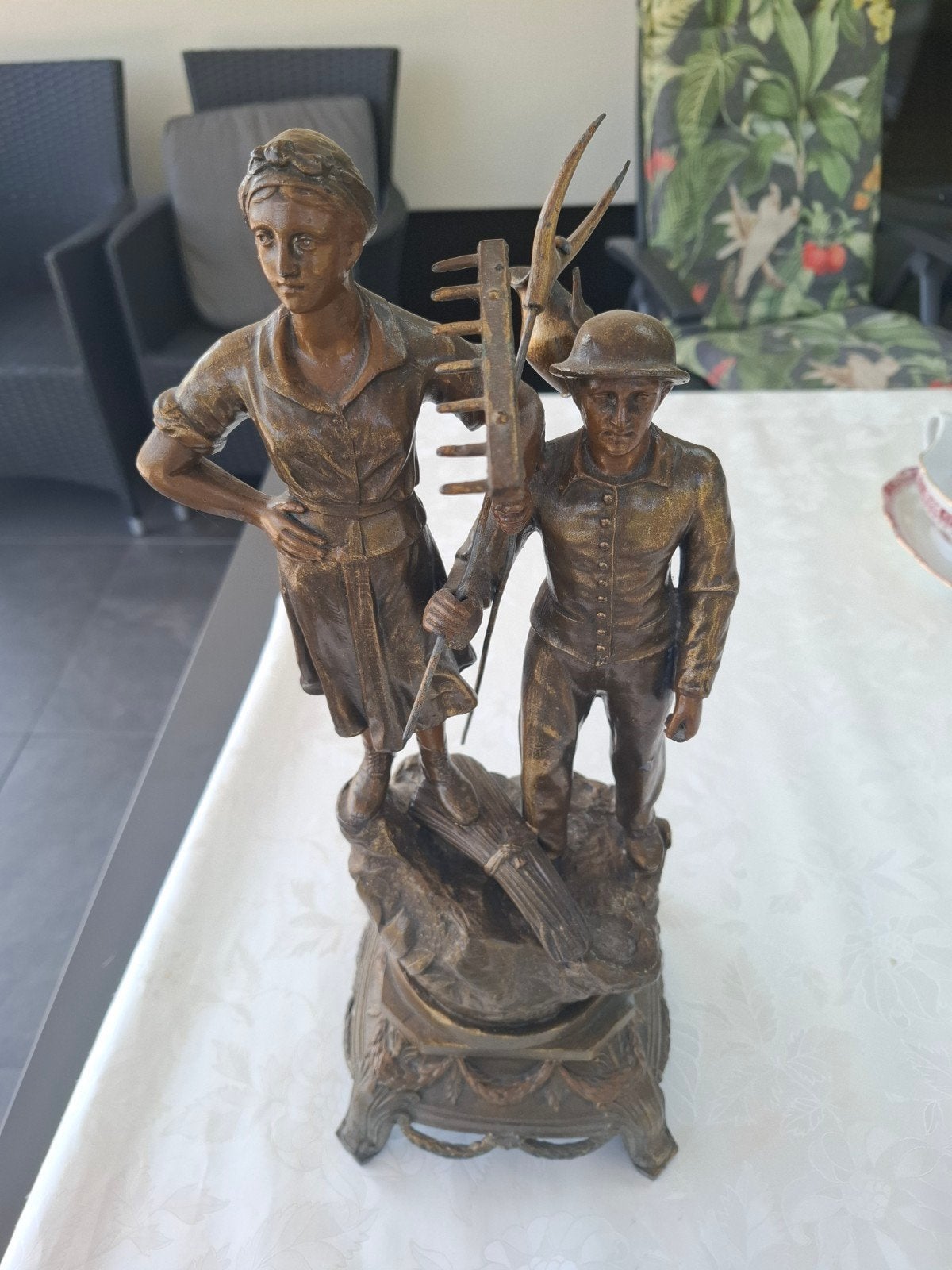 Beeld boer & boerin, Ophalen of Verzenden, Gebruikt, Metaal
