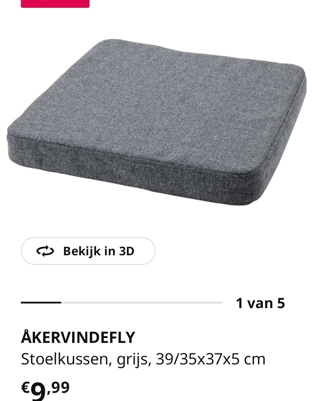 Stoelkussen grijs, 39/35x37x5 cm, Huis en Inrichting, Ophalen, Nieuw, Grijs, Rechthoekig