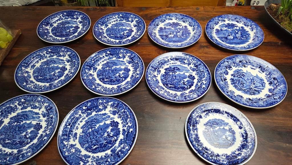 Antieke Petrus Regout Maastricht borden, blauw decor, Antiek en Kunst, Ophalen