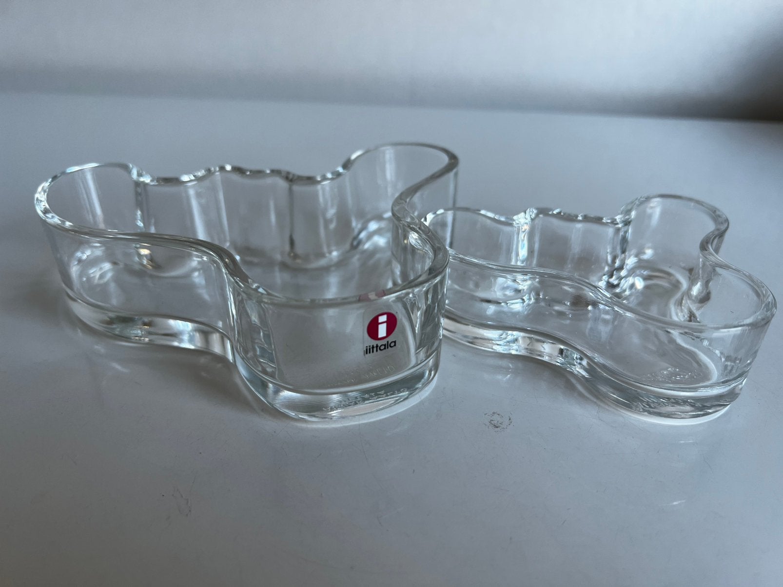 2 Fins Design Iittala Aalto Glas Schaal Transparant S en M, Schaal, Ophalen of Verzenden, Overige vormen, Glas